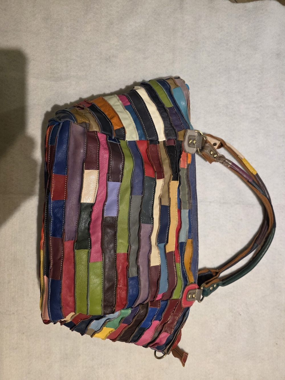 Multicolor Patchwork Leather Shoulder Bag